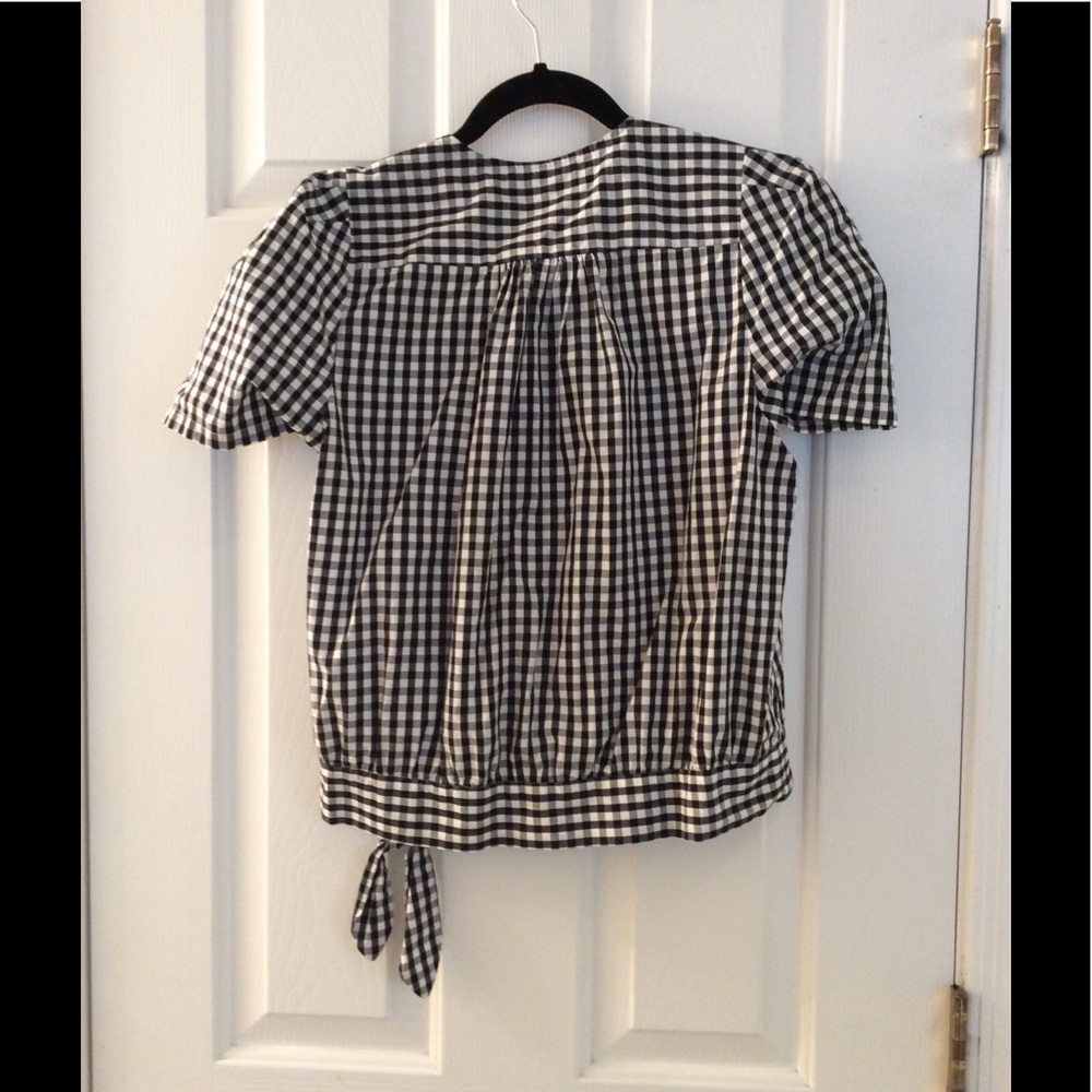 Madewell Black and White Gingham Tie-Waist Blouse - Picture 3 of 4